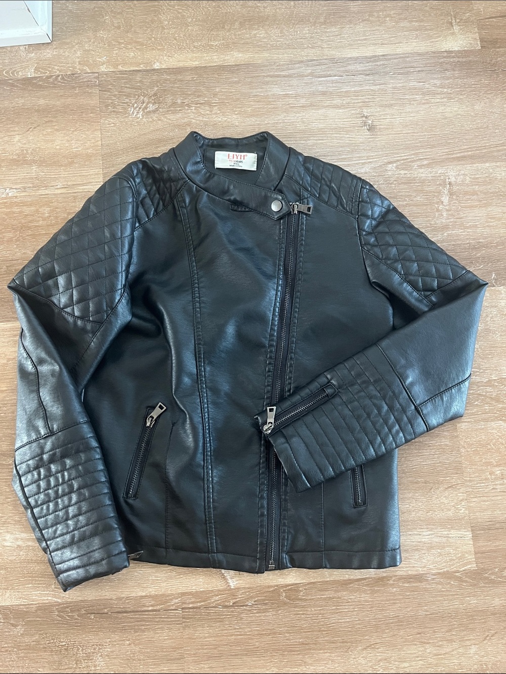 LJYH Black Quilted Faux Leather Jacket